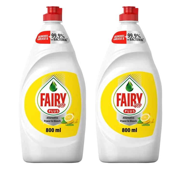 Fairy Plus Lemon Dishwashing Liquid Soap With Alternative Power To Bleach 2 x 800 ml